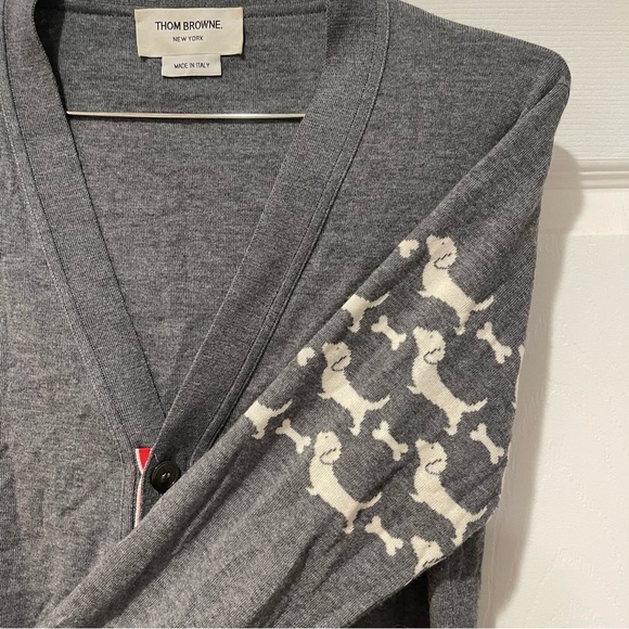 THOM BROWNE Intarsia Dog Cardigan - Picture 2 of 6